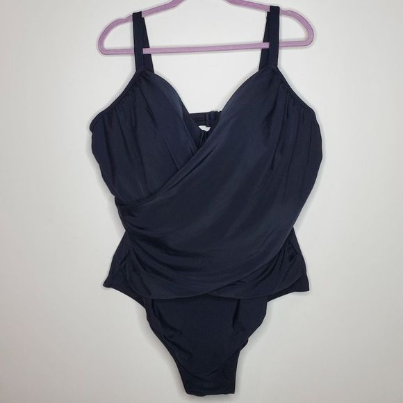 Old Navy Swim Oldnavy Wrapfront One Piece Flattering Ruched Black